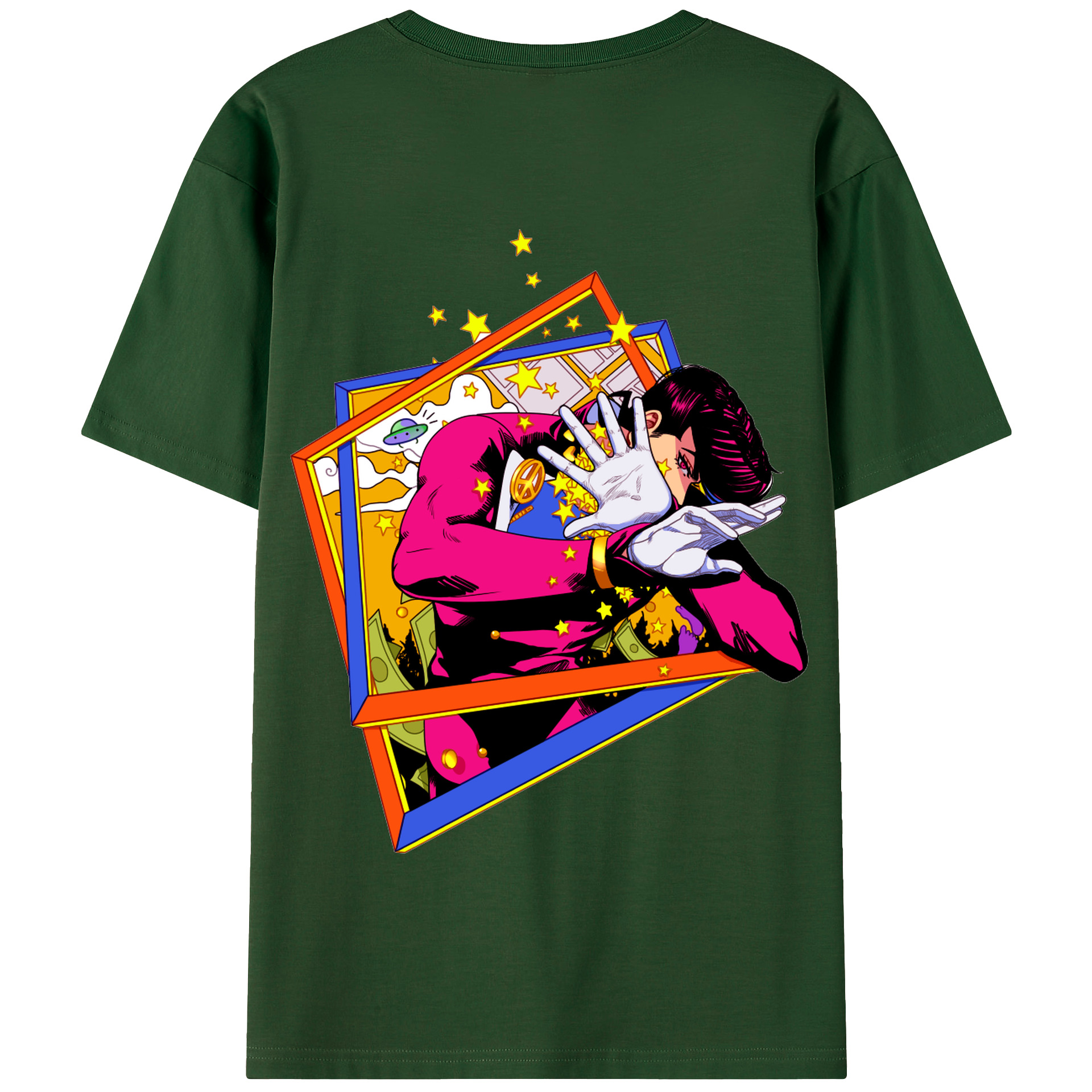 （画像用） ジョジョの奇妙な冒険 ひがしかた じょうすけ JoJo's Bizarre Adventure Higashikata Josuke 綿100％半袖Tシャツ（背面プリント）